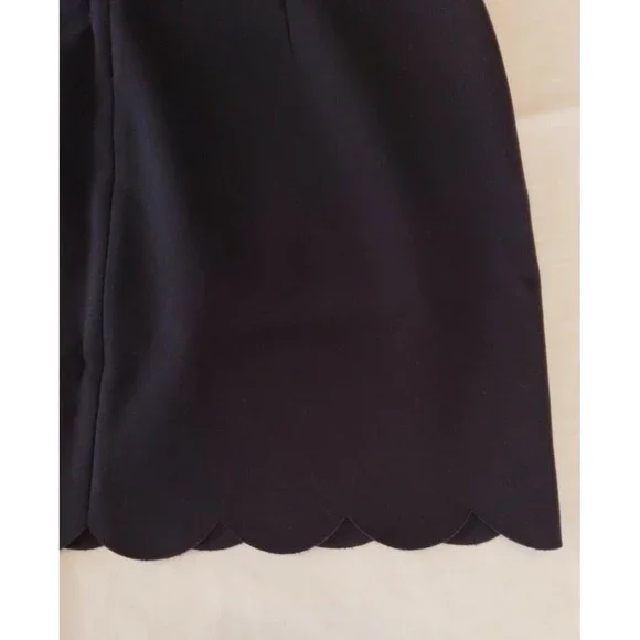 J Crew Womens Scallop Sheath Dress Size 8 Navy Blue Sleeveless Back Zip  A3744 - Picture 6 of 9